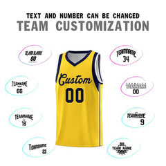 Custom Gold Navy Sleeve Color Blocking Classic Sets Sports Uniform Basketball Jersey