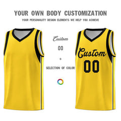 Custom Gold Black Sleeve Color Blocking Classic Sets Sports Uniform Basketball Jersey