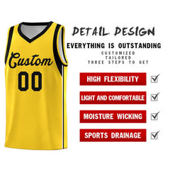 Custom Gold Black Sleeve Color Blocking Classic Sets Sports Uniform Basketball Jersey