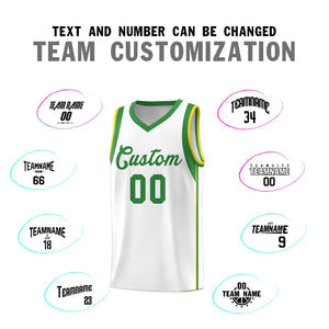 Custom White Kelly Green Sleeve Color Blocking Classic Sets Sports Uniform Basketball Jersey
