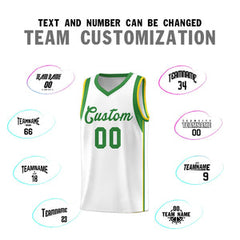 Custom White Kelly Green Sleeve Color Blocking Classic Sets Sports Uniform Basketball Jersey