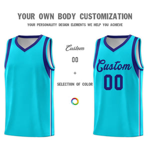 Custom Powder Blue Purple Sleeve Color Blocking Classic Sets Sports Uniform Basketball Jersey