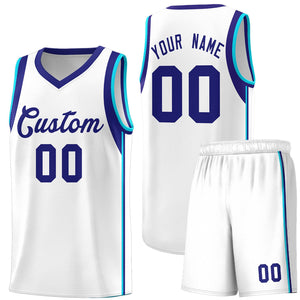 Custom White Purple Sleeve Color Blocking Classic Sets Sports Uniform Basketball Jersey