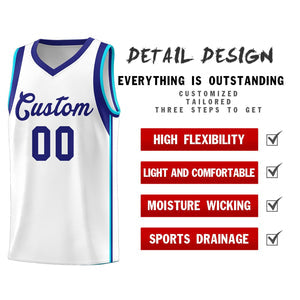 Custom White Purple Sleeve Color Blocking Classic Sets Sports Uniform Basketball Jersey