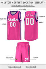 Custom Pink White Sleeve Color Blocking Classic Sets Sports Uniform Basketball Jersey