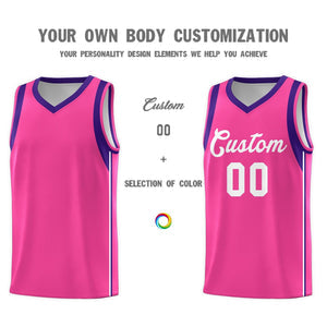Custom Pink White Sleeve Color Blocking Classic Sets Sports Uniform Basketball Jersey