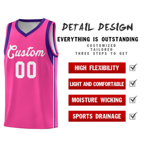 Custom Pink White Sleeve Color Blocking Classic Sets Sports Uniform Basketball Jersey