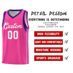 Custom Pink White Sleeve Color Blocking Classic Sets Sports Uniform Basketball Jersey
