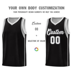 Custom Black White-Black Sleeve Color Blocking Classic Sets Sports Uniform Basketball Jersey