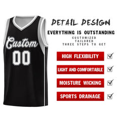 Custom Black White-Black Sleeve Color Blocking Classic Sets Sports Uniform Basketball Jersey