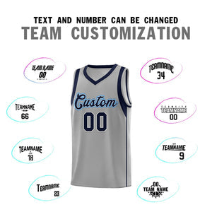 Custom Gray Navy-White Sleeve Color Blocking Classic Sets Sports Uniform Basketball Jersey