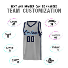 Custom Gray Navy-White Sleeve Color Blocking Classic Sets Sports Uniform Basketball Jersey