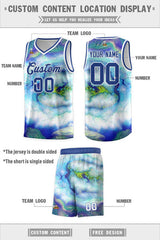 Custom Royal White Pattern Tie Dye Sports Uniform Basketball Jersey