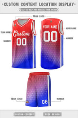 Custom Red Royal Gradient Design Irregular Shapes Pattern Sports Uniform Basketball Jersey