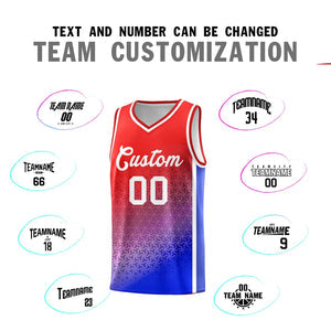 Custom Red Royal Gradient Design Irregular Shapes Pattern Sports Uniform Basketball Jersey