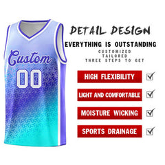 Custom Light Purple Sky Blue Gradient Design Irregular Shapes Pattern Sports Uniform Basketball Jersey