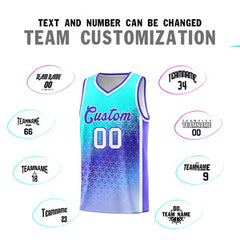 Custom Sky Blue Light Purple Gradient Design Irregular Shapes Pattern Sports Uniform Basketball Jersey