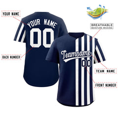 Custom Navy White Thick Stripe Fashion Design Authentic Baseball Jersey
