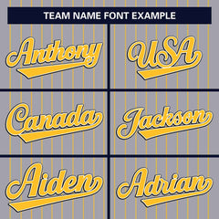 Custom Gray Gold Stripe Fashion Design Full Button Authentic Baseball Jersey