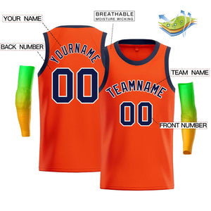 Custom Orange White-Navy Classic Tops Men Casual Bull Basketball Jersey
