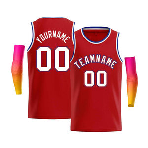 Custom Red Royal-Red Classic Tops Men Casual Bull Basketball Jersey