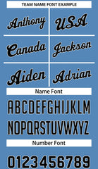 Custom Light Blue Black White Classic Sets Basketball Jersey