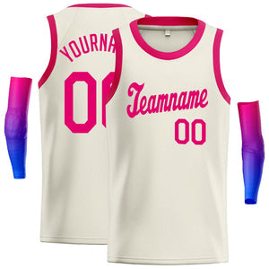 Custom Cream Pink Classic Tops Athletic Casual Basketball Jersey