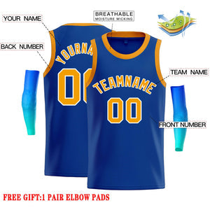 Custom Royal Yellow-White Classic Tops Casual Basketball Jersey