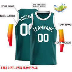 Custom Aqua White Classic Tops Casual Basketball Jersey