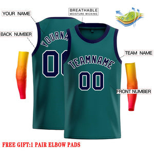 Custom Aqua Navy-White Classic Tops Casual Basketball Jersey