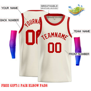 Custom Cream Red Classic Tops Casual Basketball Jersey