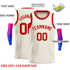 Custom Cream Red Classic Tops Casual Basketball Jersey