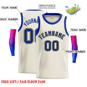 Custom Cream Royal-Yellow Classic Tops Casual Basketball Jersey