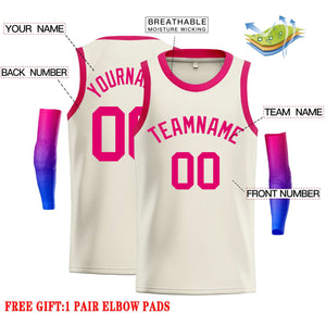 Custom Cream Pink Classic Tops Casual Basketball Jersey