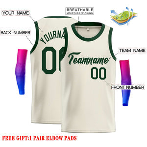 Custom Cream Green Classic Tops Casual Basketball Jersey