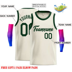 Custom Cream Green Classic Tops Casual Basketball Jersey