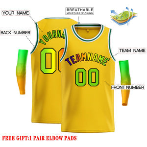Custom Yellow Black-Black Classic Tops Casual Basketball Jersey