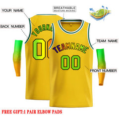 Custom Yellow Black-Black Classic Tops Casual Basketball Jersey