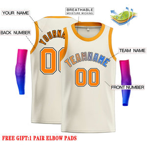 Custom Cream Orange-Black Classic Tops Casual Basketball Jersey