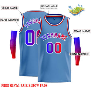 Custom Light Blue Royal-White Classic Tops Casual Basketball Jersey