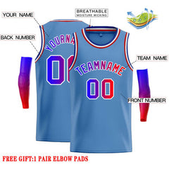Custom Light Blue Royal-White Classic Tops Casual Basketball Jersey