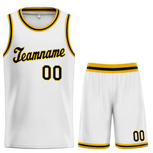 Custom White Yellow-Black Classic Sets Basketball Jersey