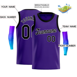 Custom Purple Black-White Classic Tops Men Casual Basketball Jersey