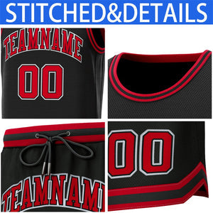 Custom Black Red-Red Classic Sets Basketball Jersey