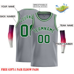 Custom Dark Gray Green-White Classic Tops Casual Basketball Jersey