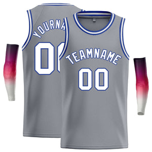 Custom Dark Gray White-Royal Classic Tops Casual Basketball Jersey