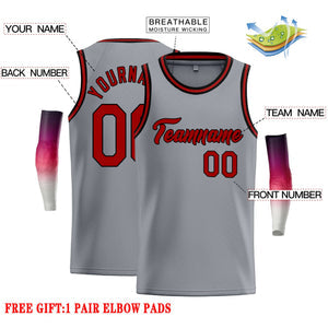 Custom Dark Gray Red-Black Classic Tops Casual Basketball Jersey