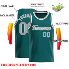 Custom Aqua Gray-White Classic Tops Casual Basketball Jersey