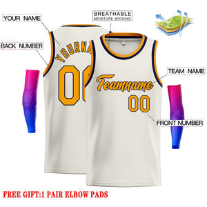 Custom Cream Yellow-Black Classic Tops Casual Basketball Jersey
