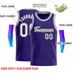 Custom Purple White-Gray Classic Tops Casual Basketball Jersey